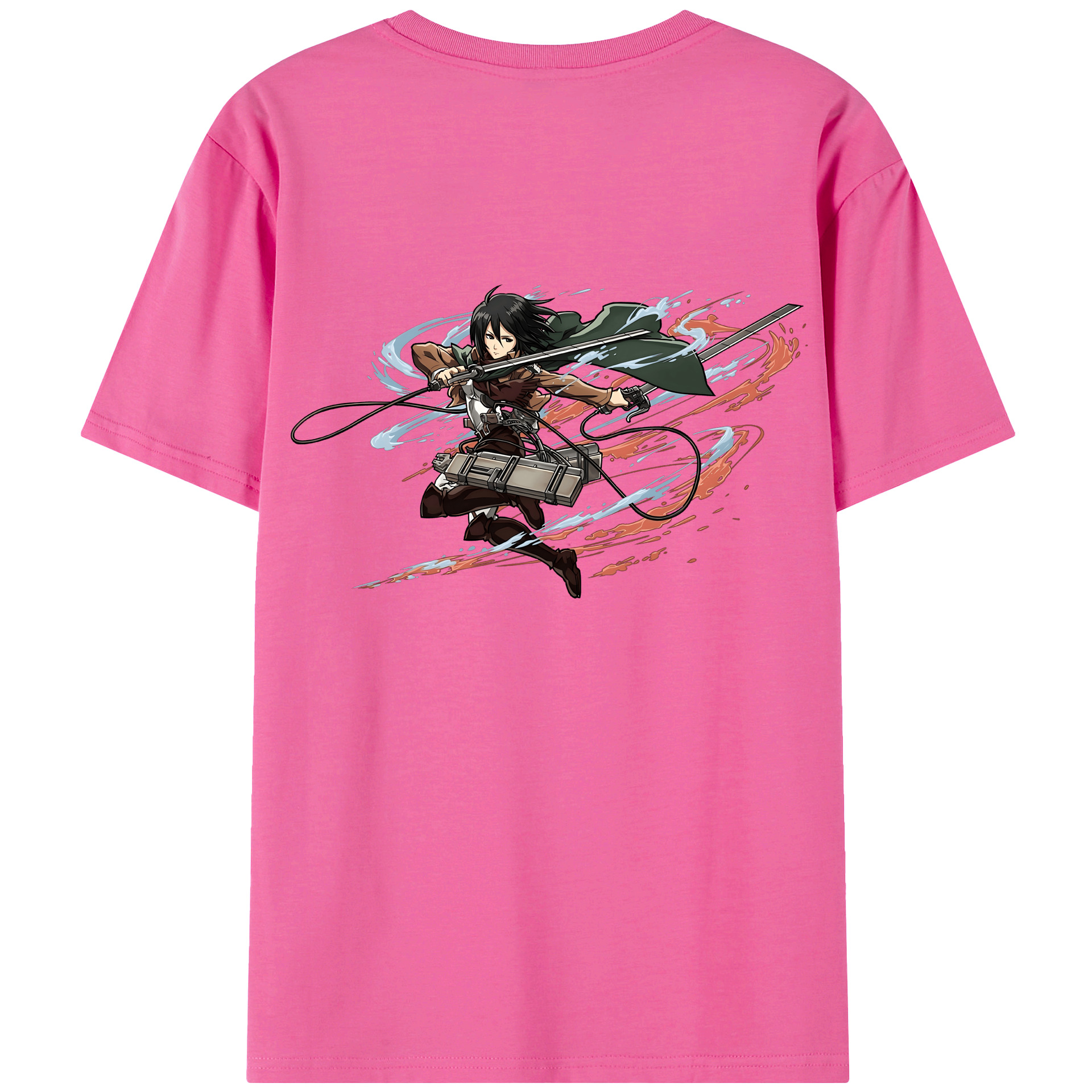 （画像用） 進撃の巨人 ミカサ·アッカーマン Attack on Titan Mikasa Ackerman レディース半袖Tシャツ(バックプリント)